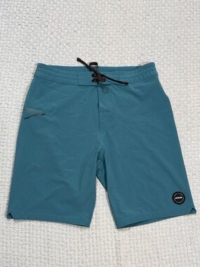 Men’s Prana  Fenton Boardshort Catalina Blue Black Logo & Ties Size Large